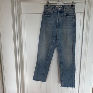 TRAVE High-Rise Ankle Crop Jeans in Light Blue